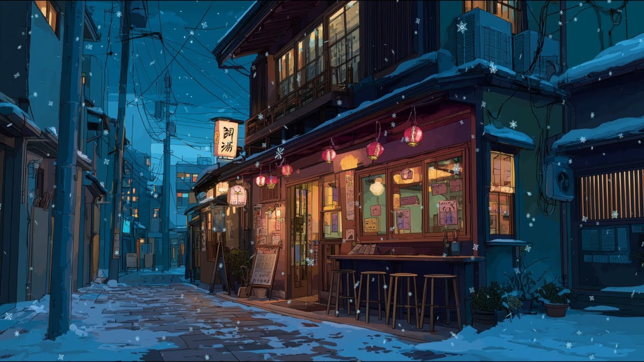 Jazz Relaxing Music for Studying, Work ❄️ Cozy Winter Night Alley Ambience & Soft Piano Jazz