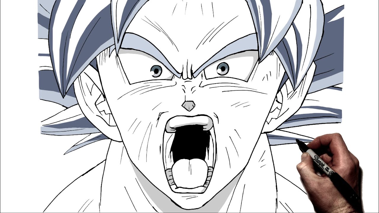 Как нарисовать Гоку (MUI крупным планом) | Пошаговое руководство | Dragon Ball