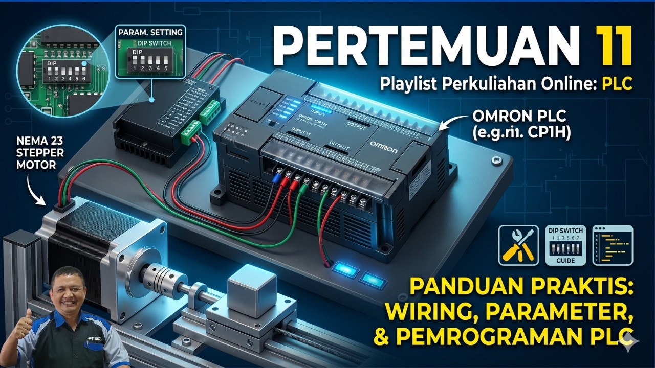 Panduan Praktis: Wiring, Setting Parameter, Pemrograman PLC CP1E untuk Kendali Motor Stepper NEMA 23