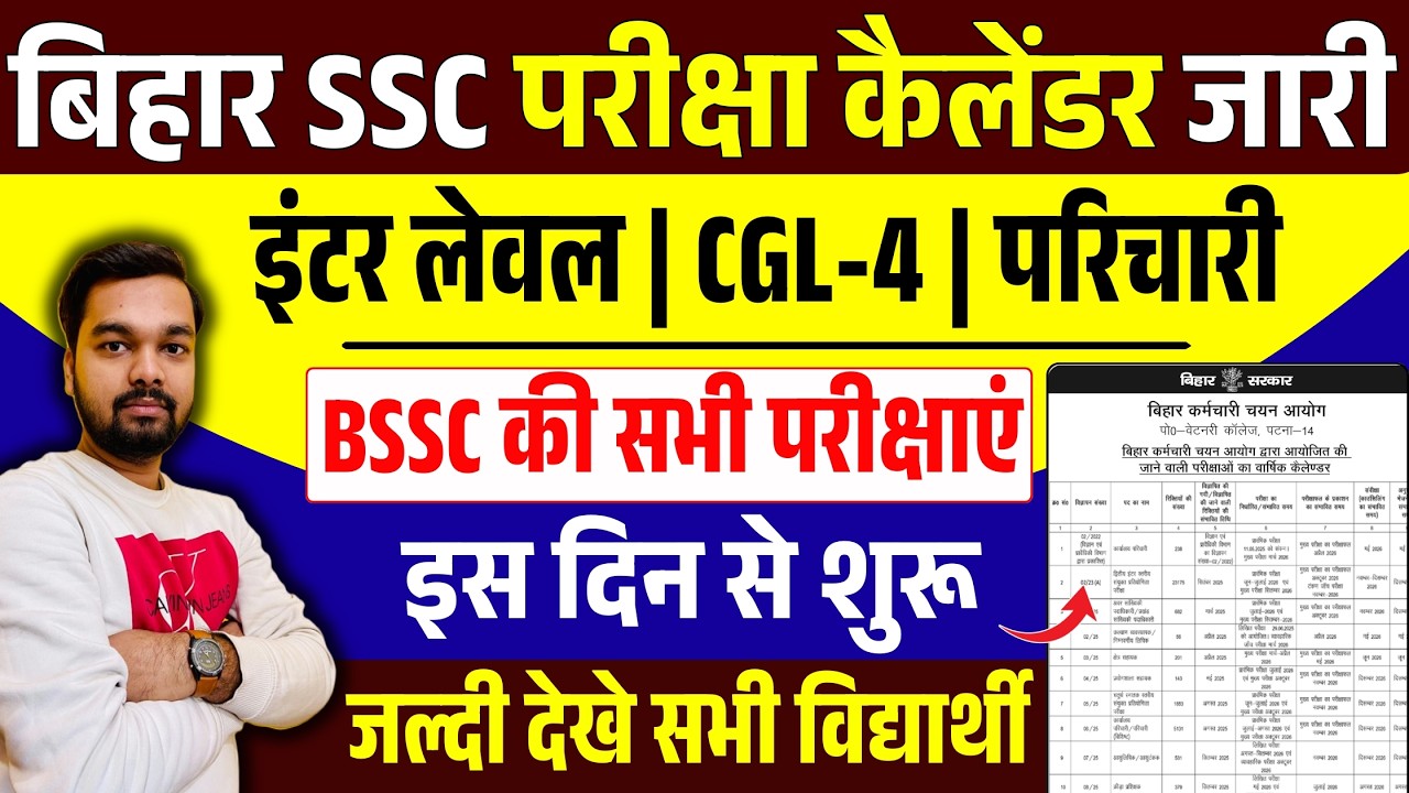 BSSC Inter Level Exam Calendar 2026 Out 🔥 | परीक्षा तिथि जारी | अभी देखें पूरा शेड्यूल | CGL 4 Exam