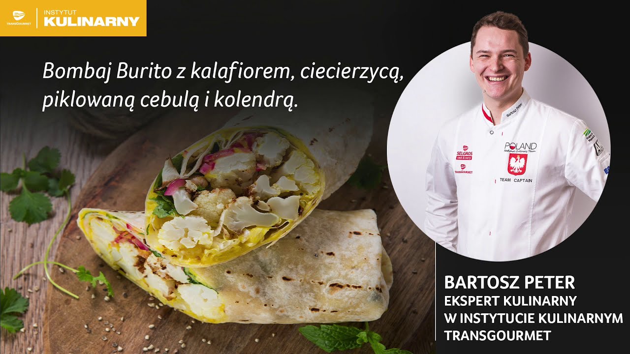 Bombaj Burito z kalafiorem, ciecierzycą, piklowaną cebulą i kolendrą