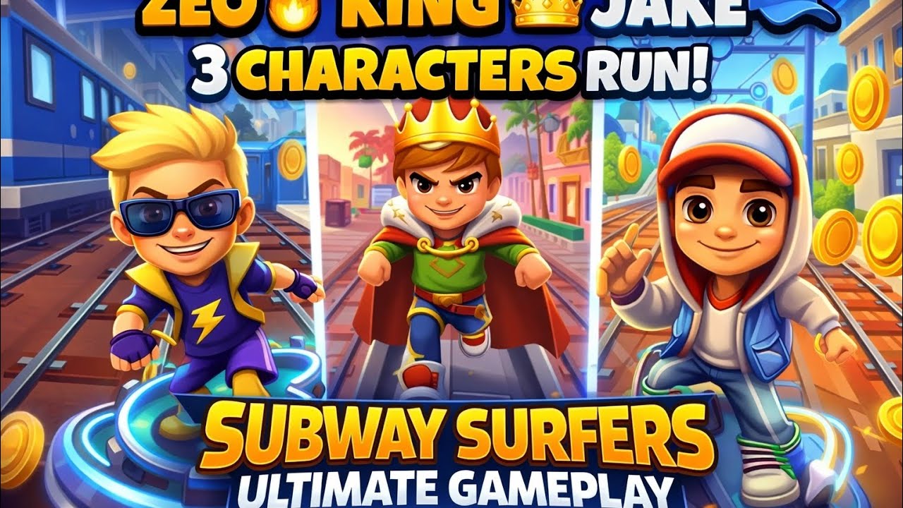 Zeo 🔥 King 👑 Jake 🧢 | Subway Surfers Ultimate Gameplay | 3 Characters Run 🚆Lova map 