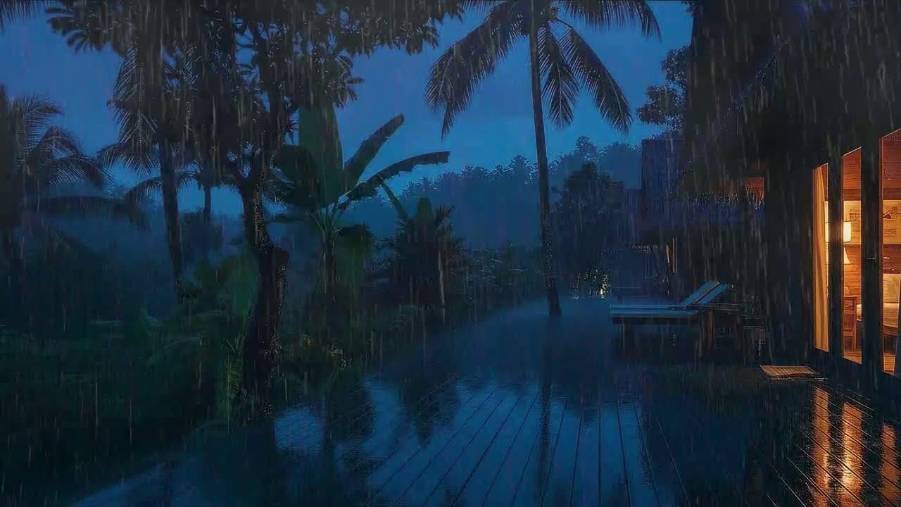 Instant Sleep with Steady Rainfall and Low Thunder Echo at Cozy Cabin 🌧️