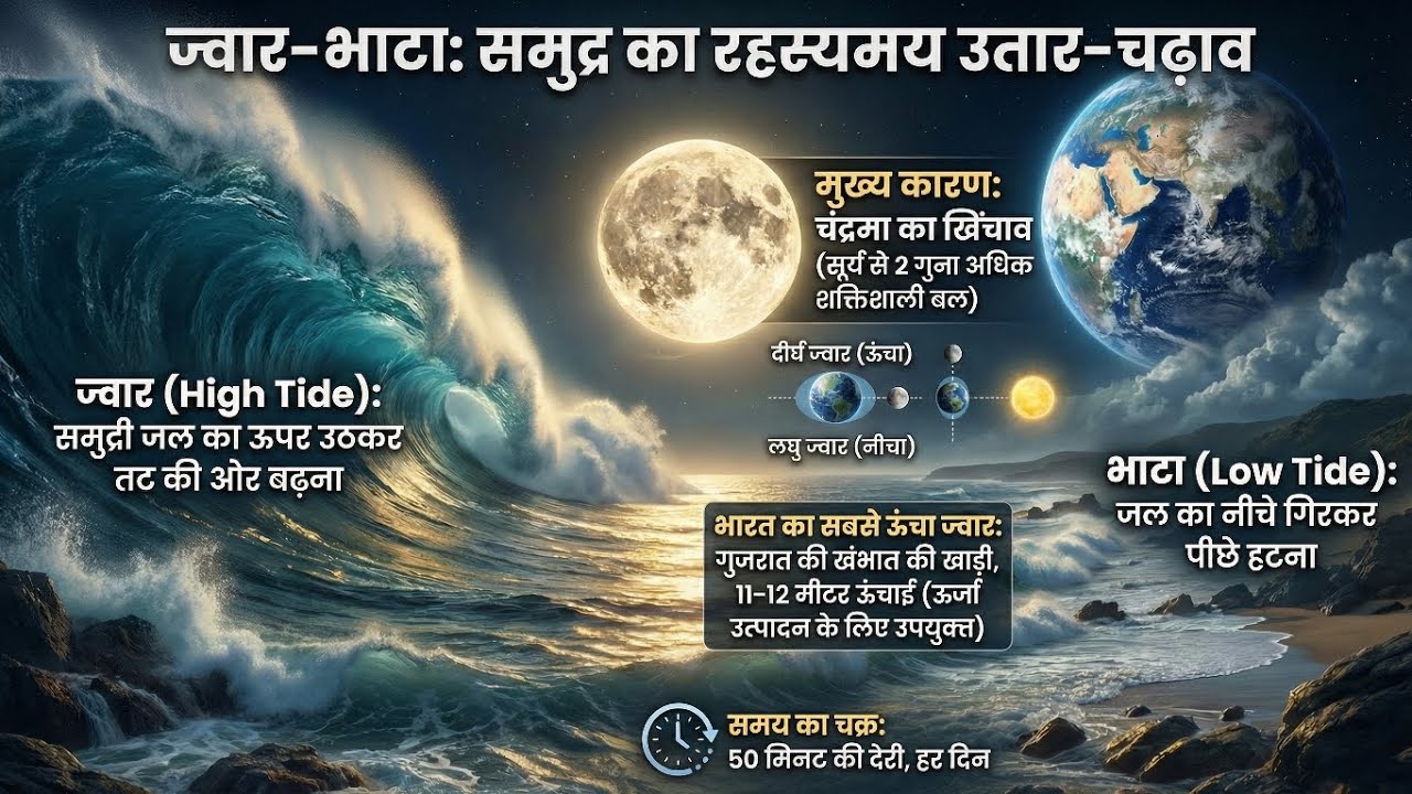 🌊 ज्वार भाटा की पूरी कहानी | समुद्र क्यों ऊपर-नीचे होता है? | Full Tides Explanation