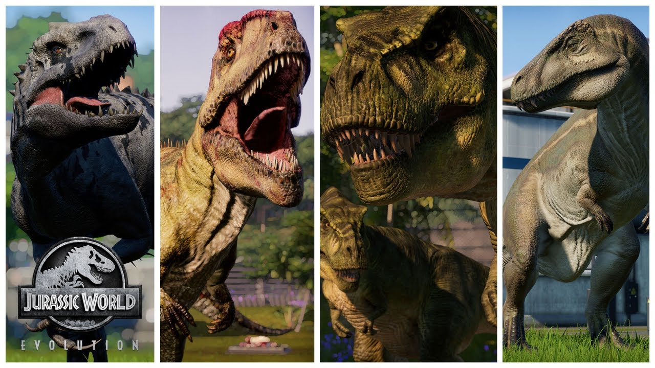 Every 🦖 LARGE CARNIVORE 🦖 (and their skins) in JURASSIC WORLD EVOLUTION