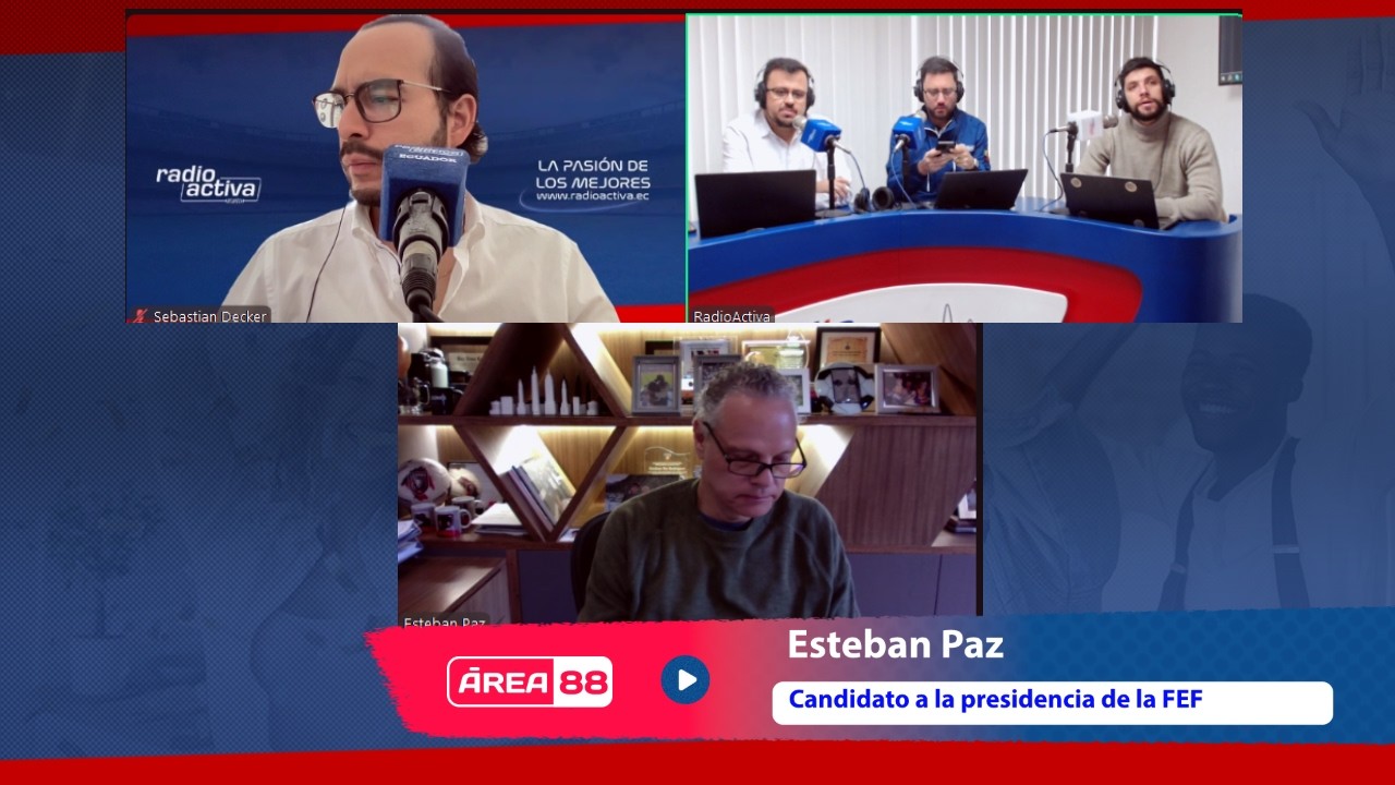 Esteban Paz, candidato a la presidencia de la Federación Ecuatoriana de Fútbol, en Área 88.