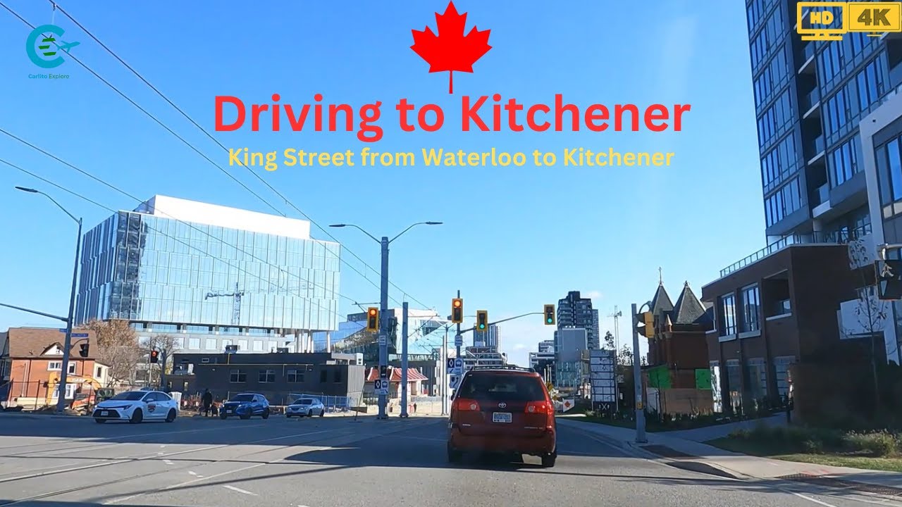 Driving Tour On King Street Kitchener 4K HDR | Virtual Driving Tour Waterloo To Kitchener King St.