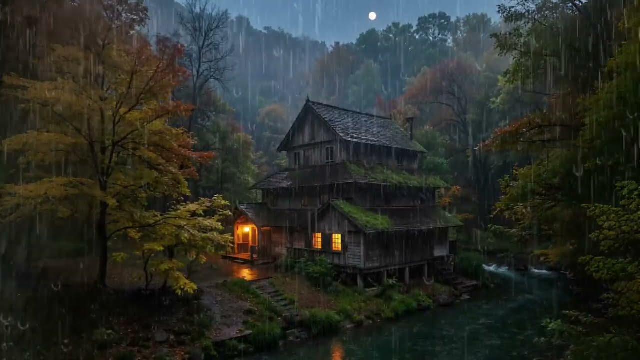 Relaxing Forest Rain Thunderstorm | Quiet Night Sounds for Better Rest 🌲