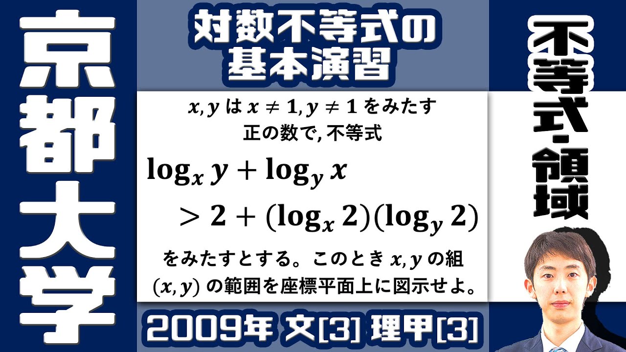 【京大2009】対数の扱い方をマスターしよう【不等式・領域】