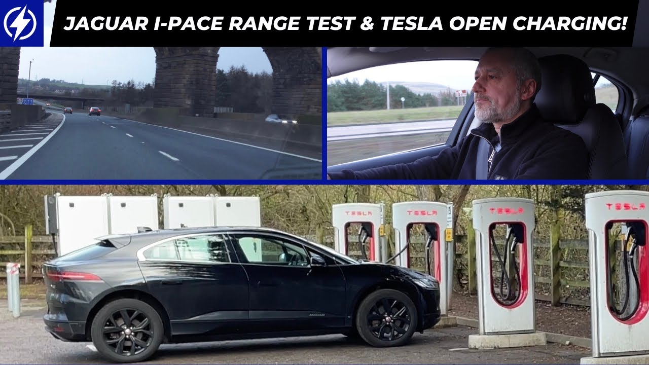 Jaguar I-PACE range test with Tesla open charging!