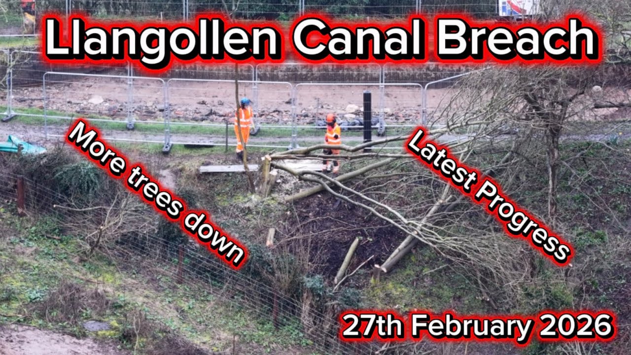 Llangollen Canal Breach 27th February 2026- more trees down - Whitchurch #dji