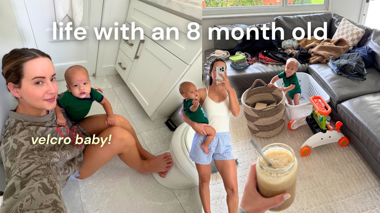 SOLO MOM DAY with my 8 month old velcro baby 👶🏻 closing shift cleaning routine