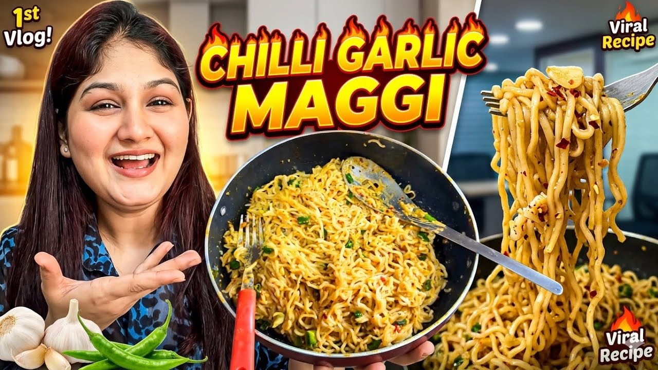 Mini food vlog 🍜  chilli garlic maggi 😋🍜do watch till end 🌸