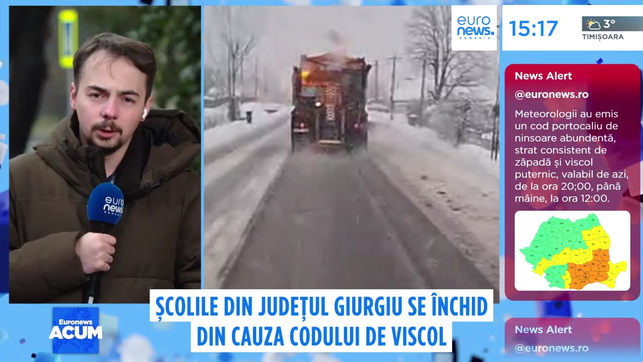Școlile din județul Giurgiu se închid din cauza codului de viscol