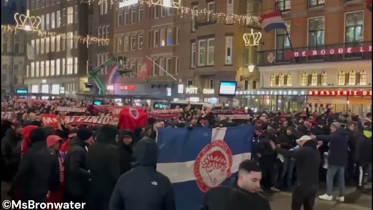 Olympiakos supporters in Amsterdam