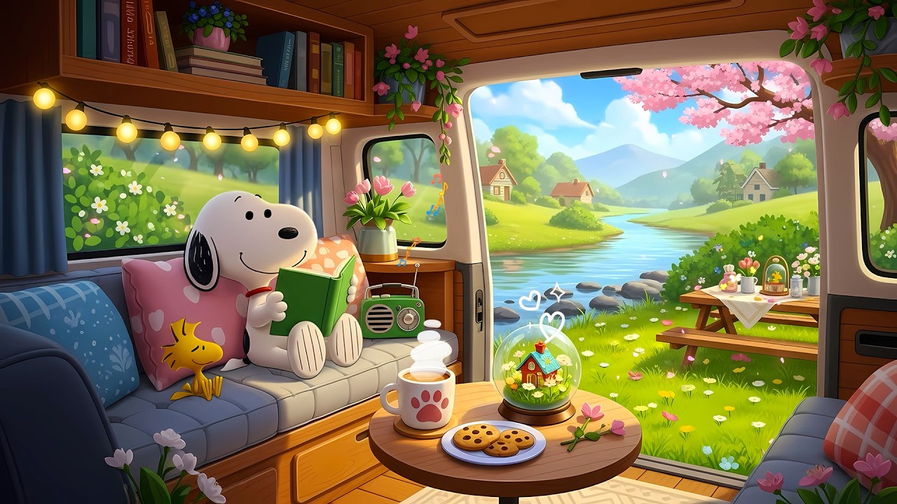 Morning Study with Snoopy 📚Spring Chill Lofi Vibes to Relax 🌸 Calm Lofi to Start Your Day