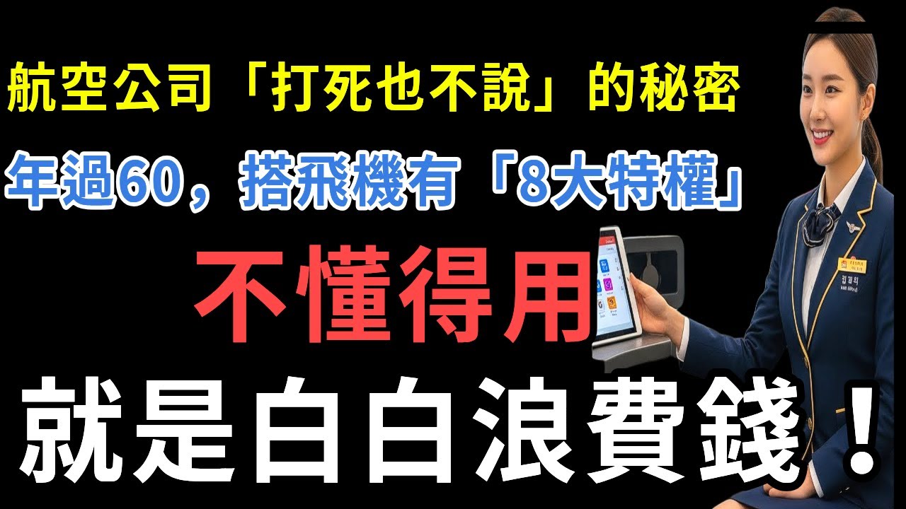 航空公司「打死也不說」的秘密！資深座艙長提醒：年過60，搭飛機有「8大特權」！不懂得用，就是白白浪費錢！
