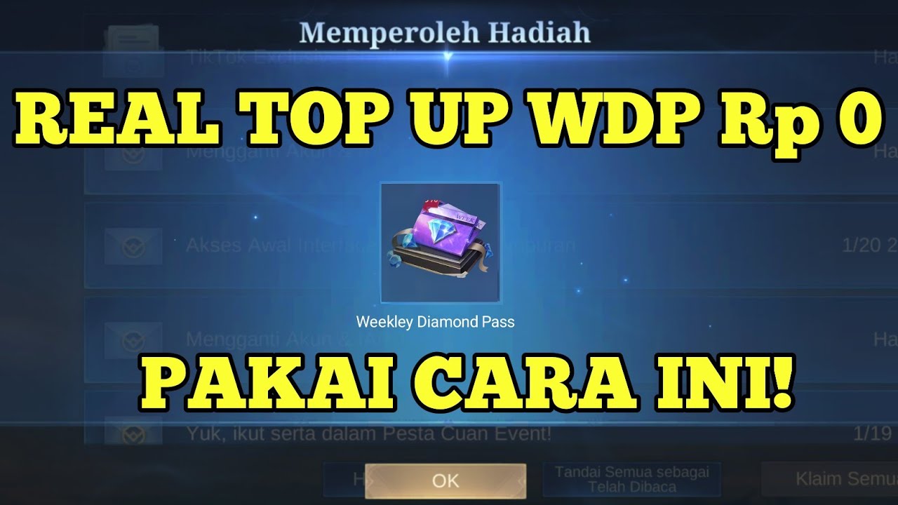 PEMBUKTIAN TOP UP WDP RP 0! REAL CARA BELI WEEKLY DIAMOND PASS RP 0 MOBILE LEGENDS TERBARU 2026