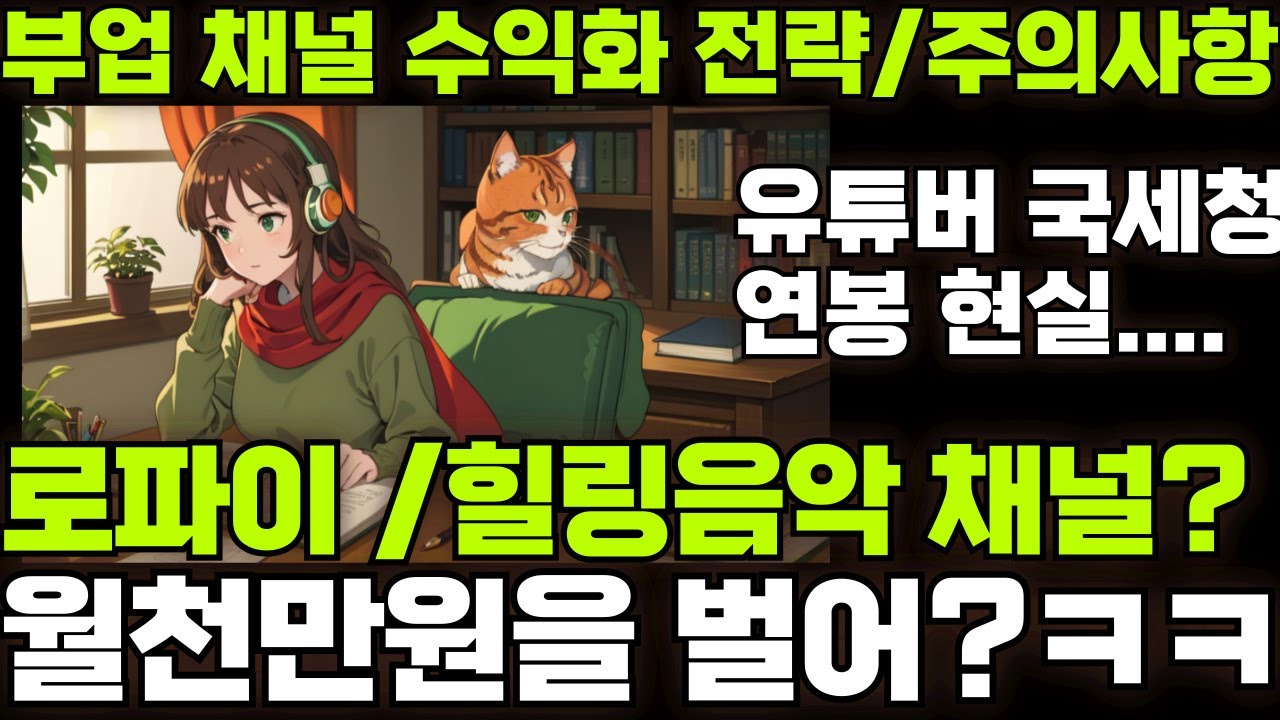 월 1000만원?? 유튜브 부업? 로파이 힐링 음악 채널 국세청 현실 - 수익 창출 주의사항, 실전 팁!! (시작하기 전에 꼭 보세요, 직접 해봄 ㅋㅋ 지금도 함)