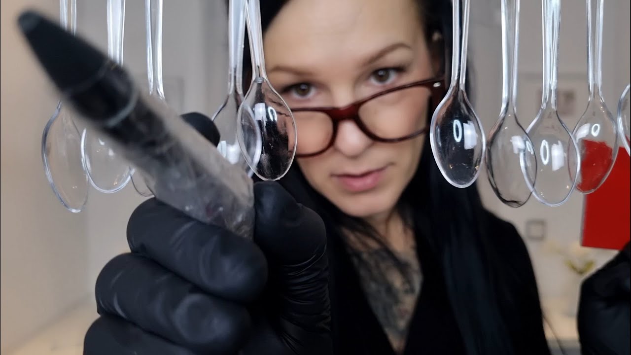 Tattoo artist gives you a tattoo with your plastic spoon hair ASMR