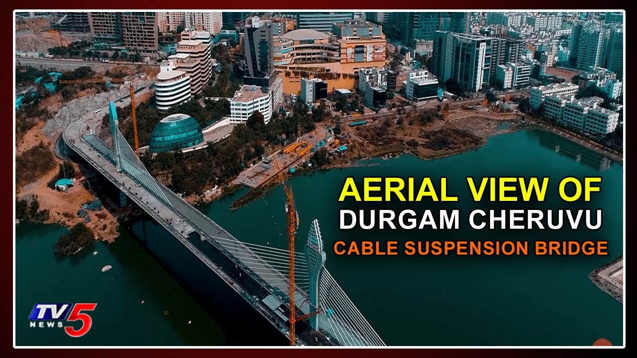 Aerial View of Hyderabad Durgam Cheruvu Cable Suspension Bridge | EXCLUSIVE VIDEO | TV5 News