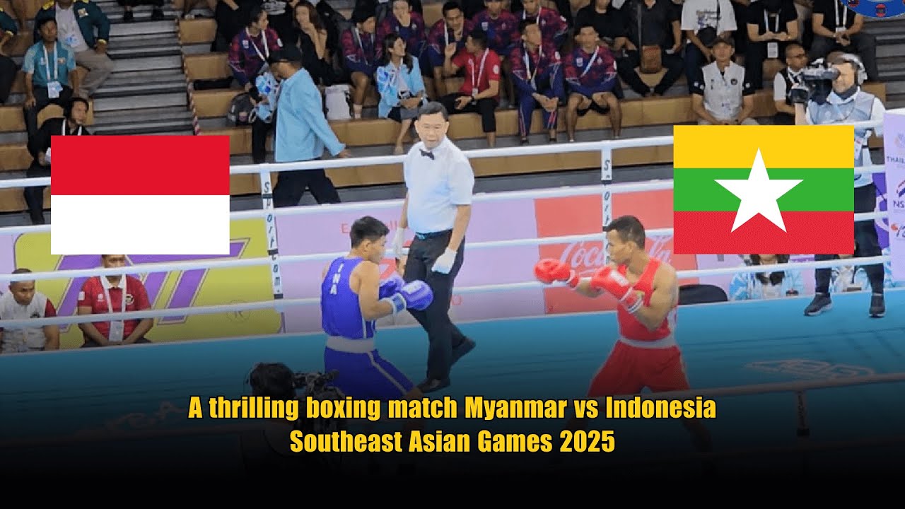 A thrilling boxing match Myanmar vs IndonesiaSoutheast Asian Games 2025