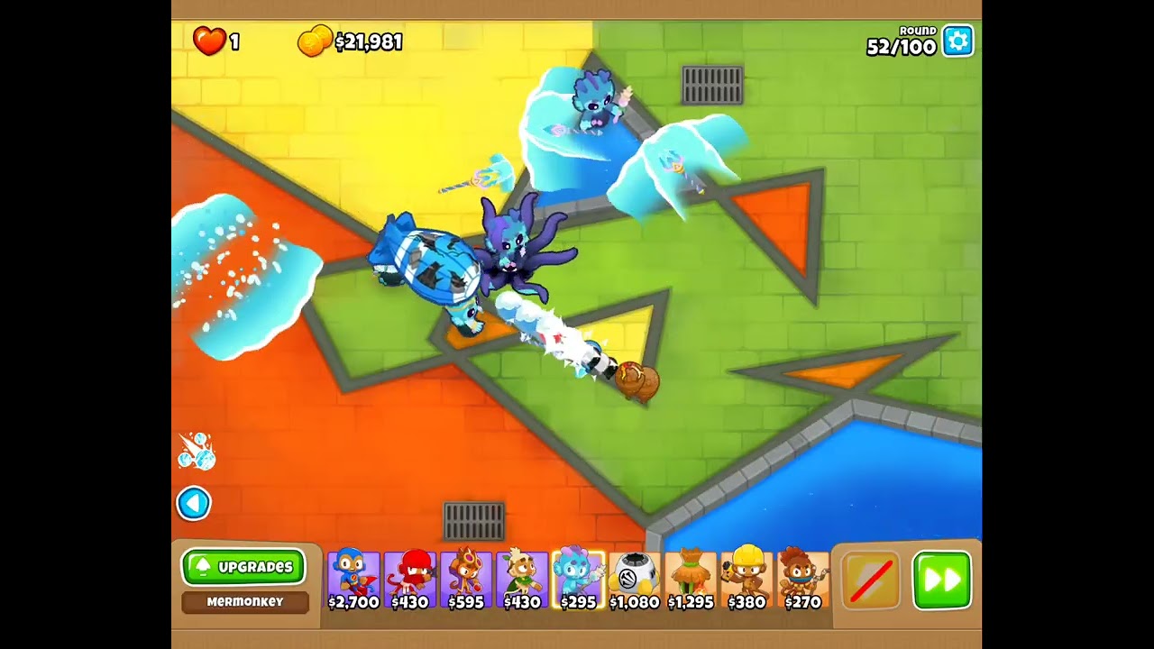 BTD6 Cubism CHIMPS Map Made Easy...Only Mermonkey Towers Only #btd6#btd6chimps