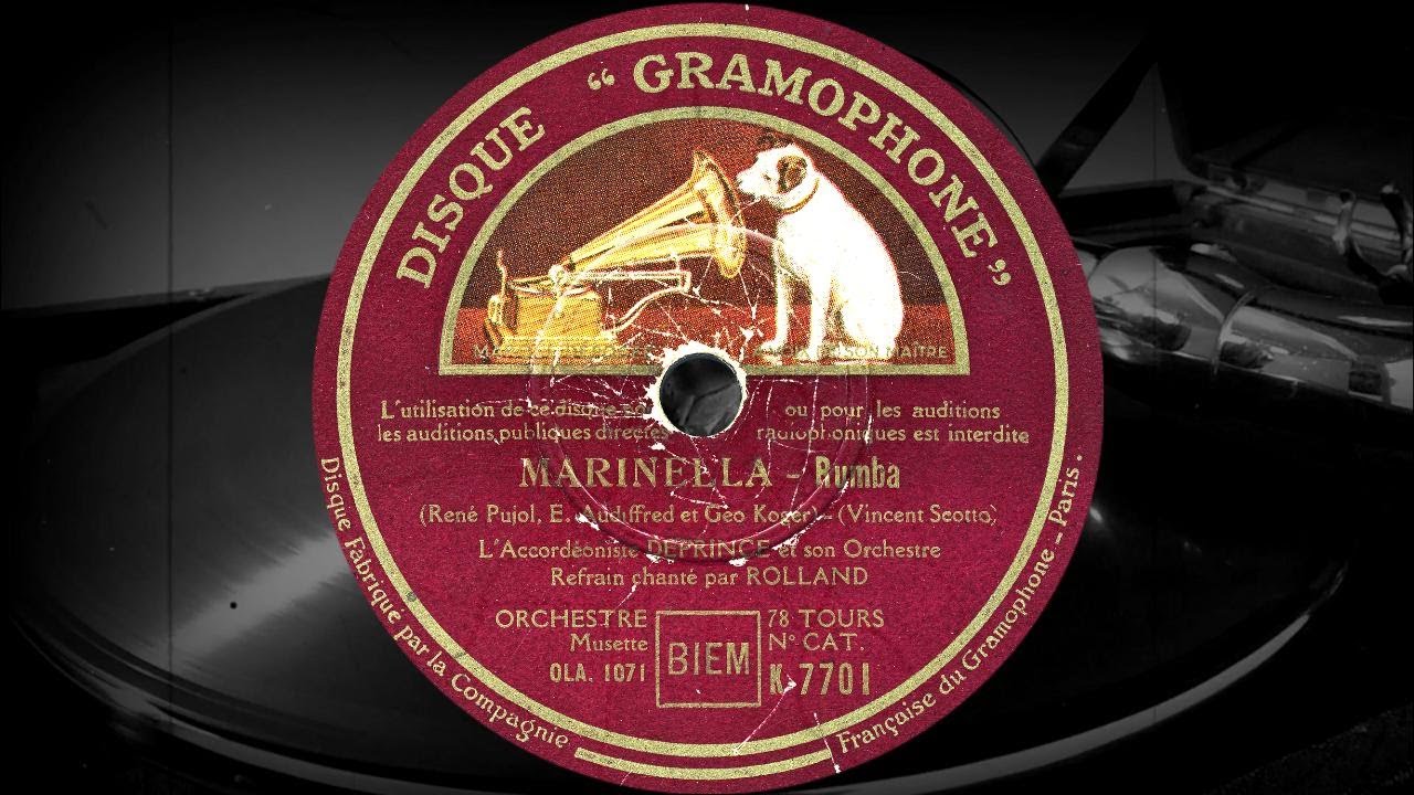 MARINELLA - L'Accordéoniste DEPRINCE et son Orchestre, Refrain chanté par ROLLAND (1936)