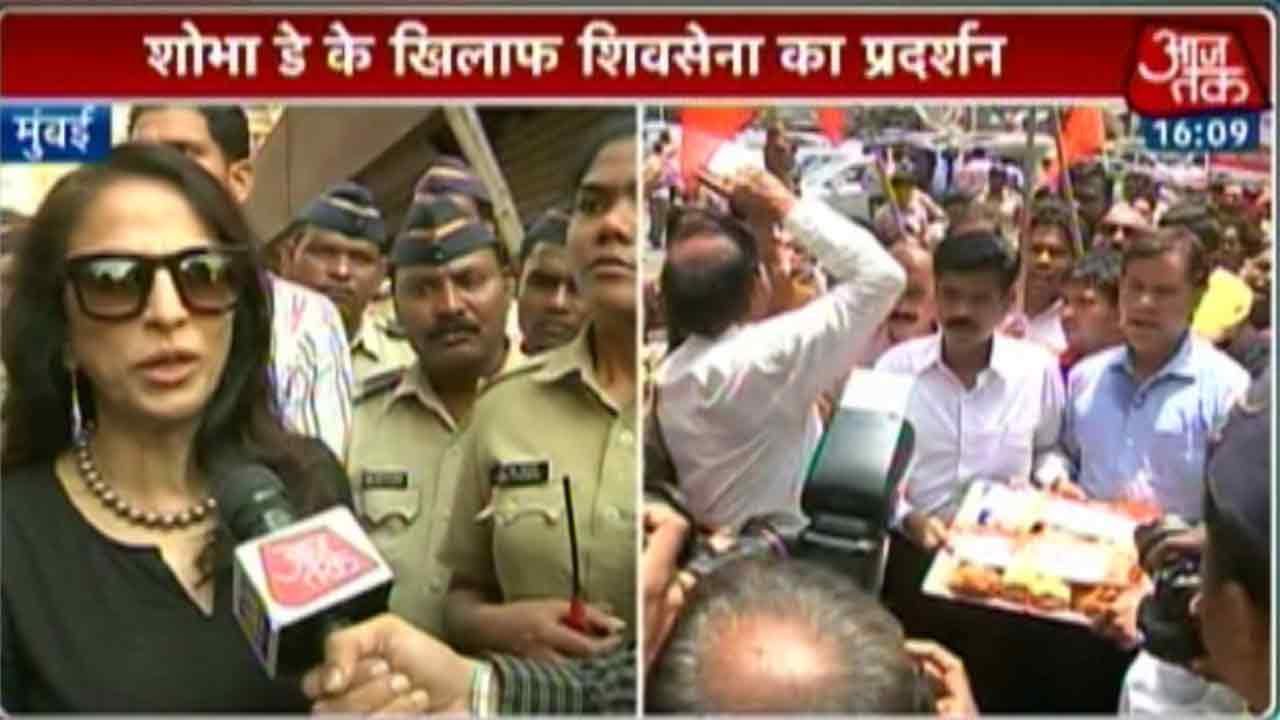 Shiv Sena Protests Outside Shobhaa De's House