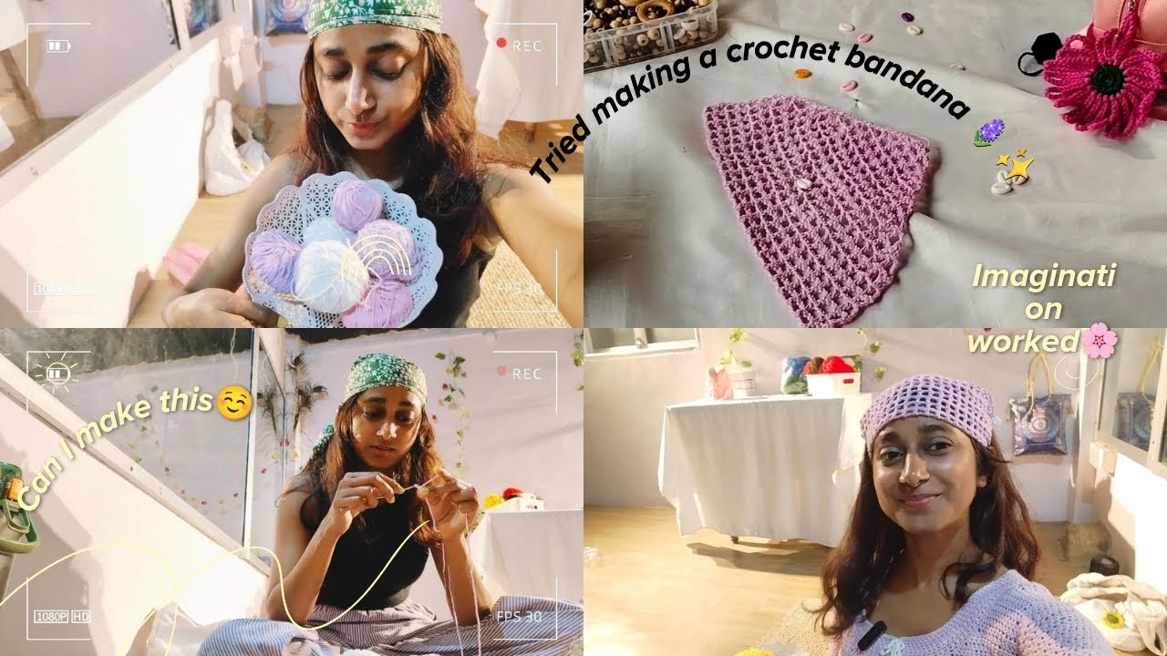 Making a crochet bandana 🥰... let's see what happens | imagination work or not| Nidhi sah|