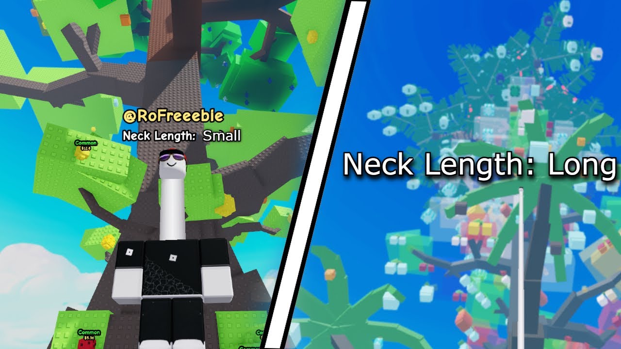 Making my neck long by eating fruit in Stretch Your Neck in Roblox