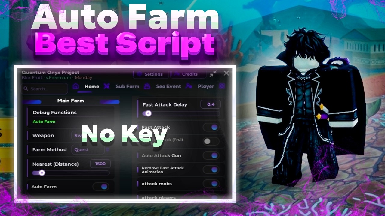 Blox Fruits Script Hack GUI - Auto Farm, Auto Quest, Mastery Farm, Fruit Sniper & MORE! [ NO KEY ]