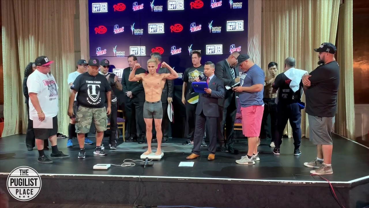 Golden Boy Boxing&rsquo;s &ldquo;Thursday Night Fights&rdquo; weigh-ins at Fantasy Springs Resort Casino on Oct. 23