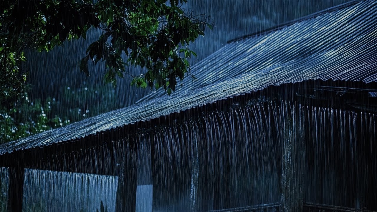 Heavy Rain and Thunder on Tin Roof for Deep Sleep, Meditation and Study ASMR Focus All Night