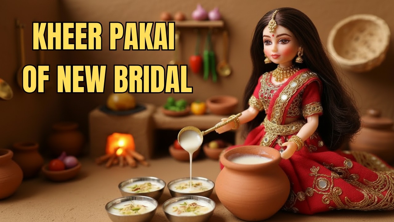 Miniature Doll kheer Cooking ASMR | Indian Village Tiny Kitchen Story#dollcooking