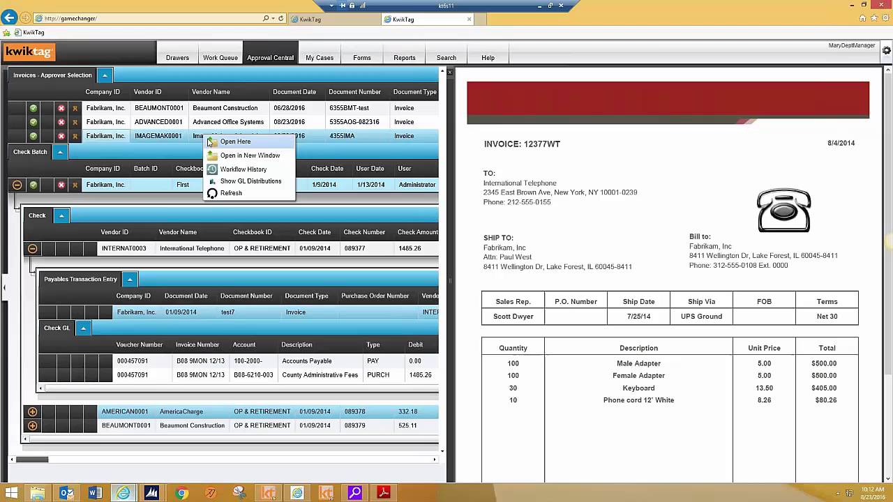 AP Document management and approvals with Microsoft Dynamics GP and Dynamics CRM with Kwiktag