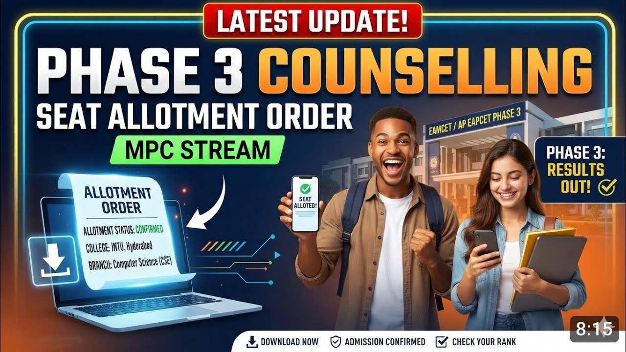 Latest update about phase 3 counselling seat allotment order 