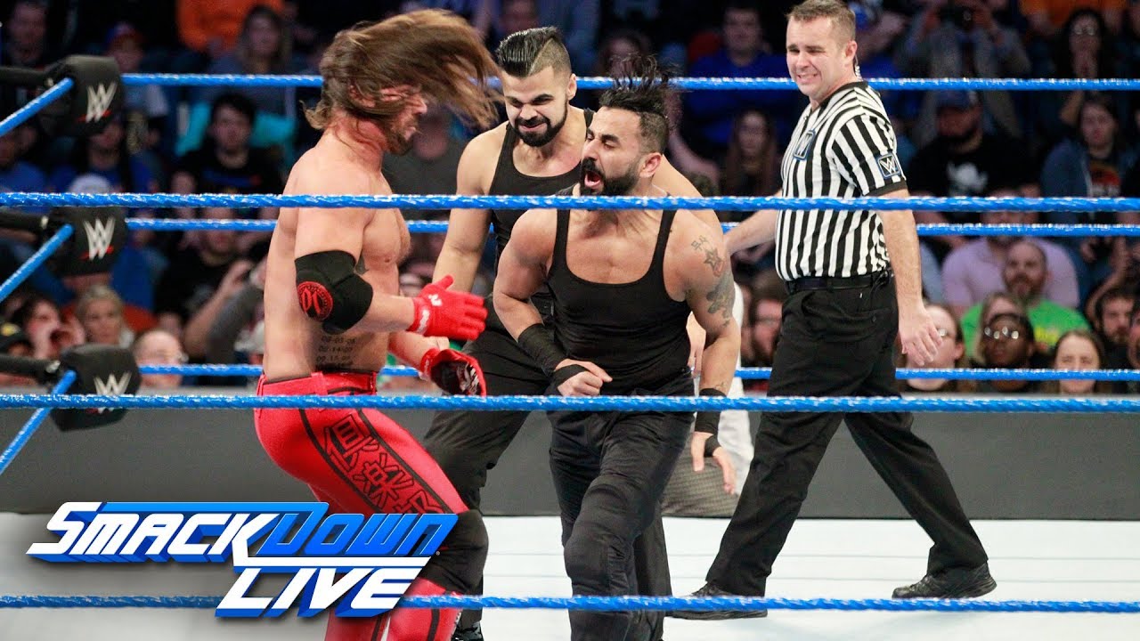 Эй Джей Стайлз против братьев Сингх — матч с гандикапом: SmackDown LIVE, 28 ноября 2017 г.