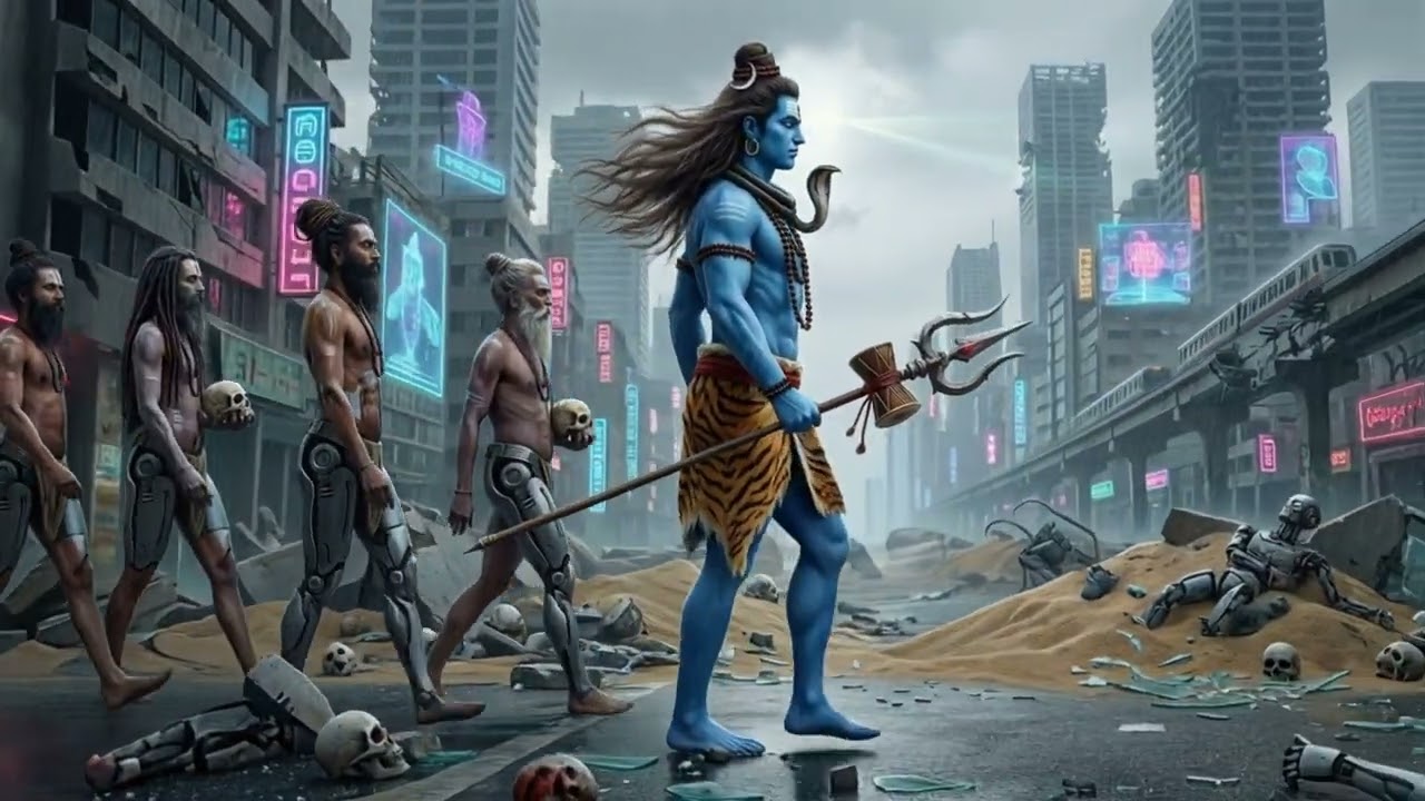 Maha Mrityunjaya Mantra | Cyberpunk Shiva Trance | AI Music & Visuals
