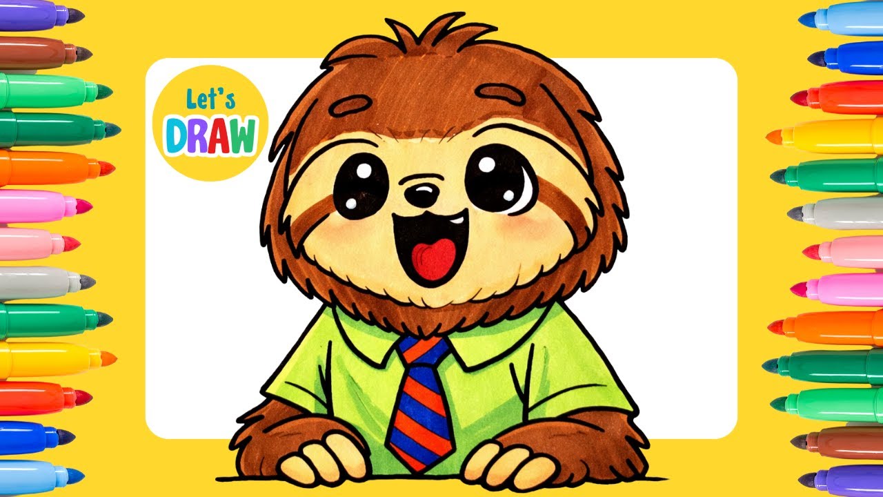 How to Draw Flash Slothmore - Zootopia | Easy Cute Sloth Drawing Tutorial ✏️🎨