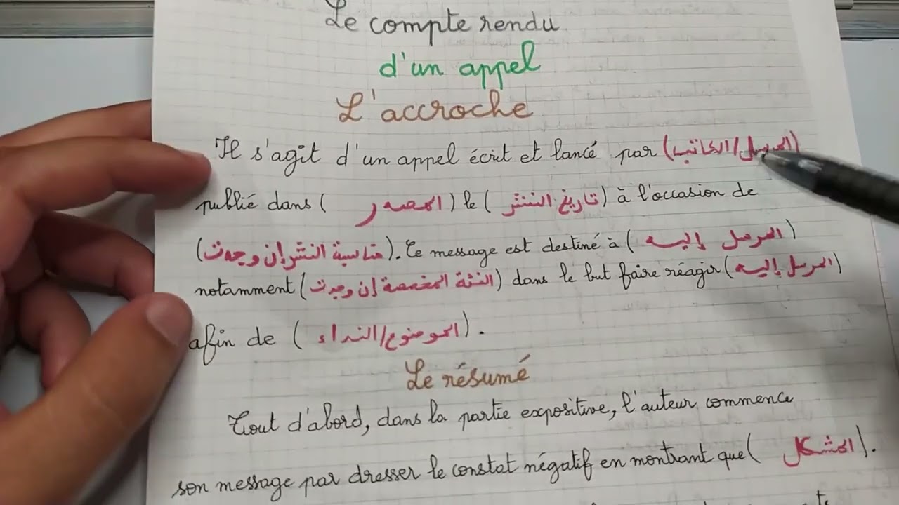 Le compte rendu d'un appel تطبيق مباشر باه تتعلم كيفاه تكتبو BAC 2023