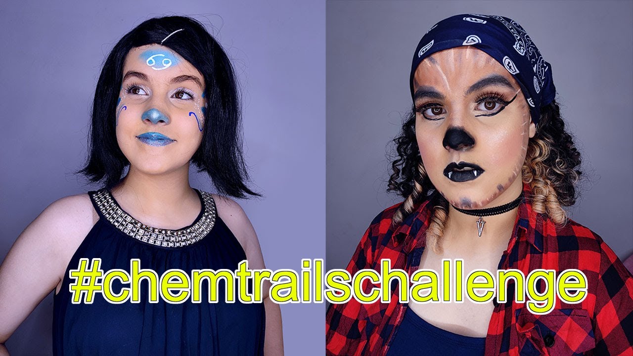 Chemtrails makeup challenge, maquiagem art&iacute;stica zodiaco signo de c&acirc;ncer, wolf makeup