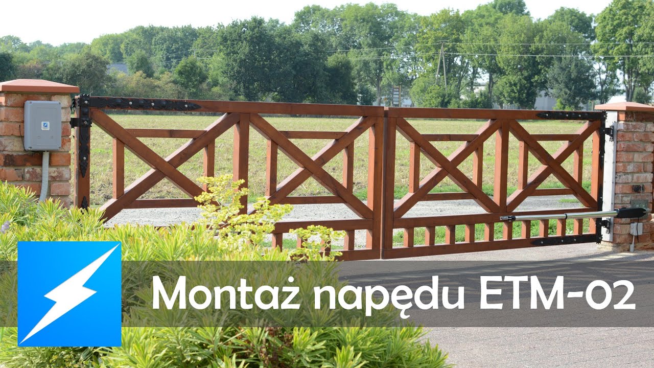 Montaż napędu do bramy dwuskrzydłowej ETM-02 bez odbojnika - Elektrobim.pl