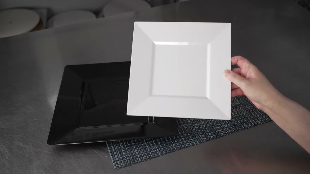 Square Plastic Dinner Plates - RWP0108B, RWP0108W, RWP0109B, RWP0109W - Restaurantware