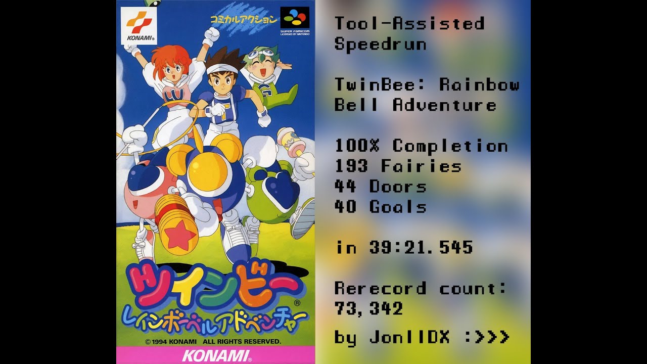 TwinBee: Rainbow Bell Adventure 100% TAS in 39:21.545 (English Subtitles)