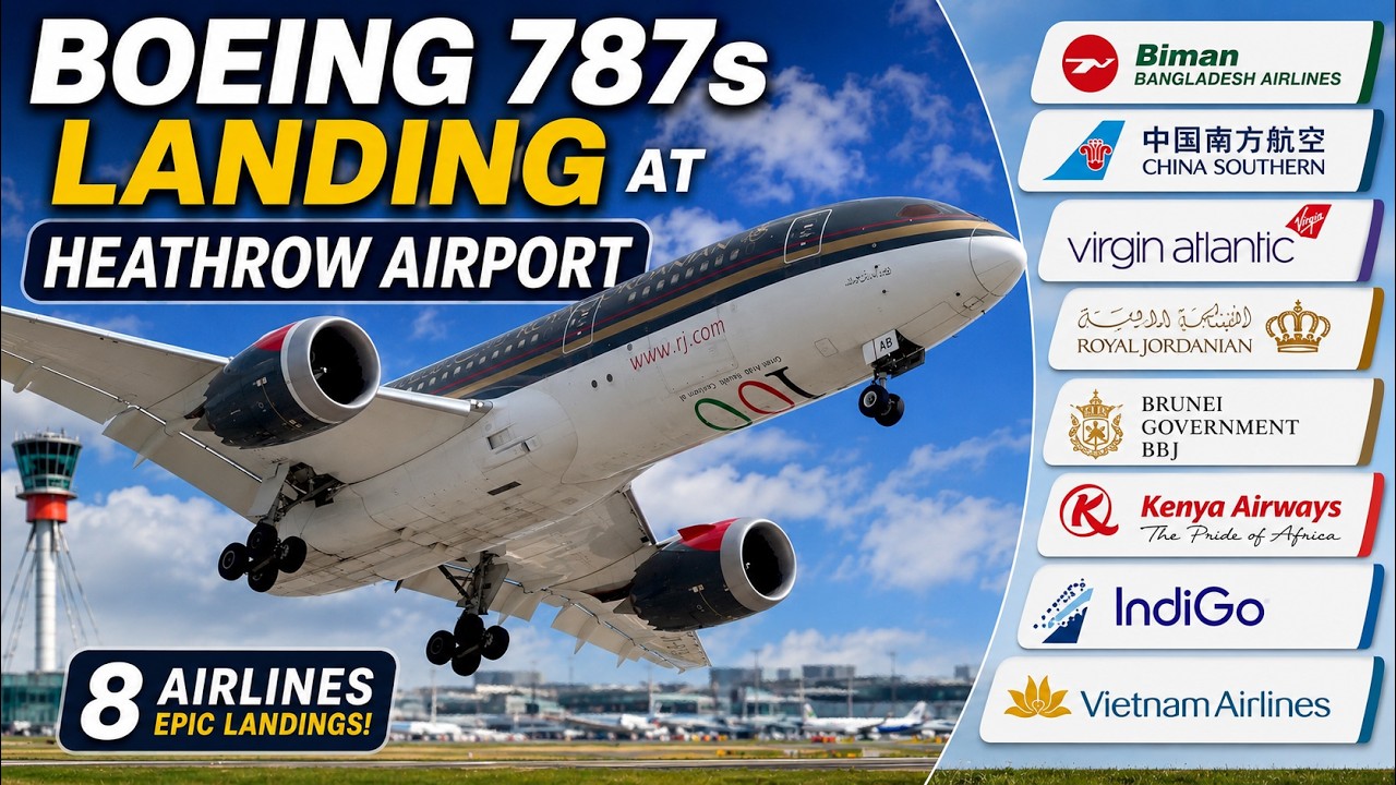 Boeing 787 Dreamliners Landing Heathrow Airport Runway 27R