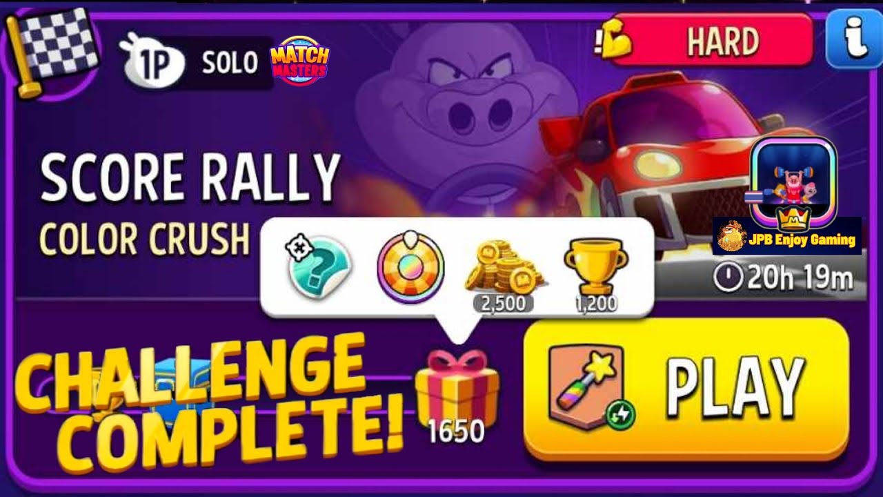Color Crush Solo Challenge Score Rally/ 1650 Score/Match Masters