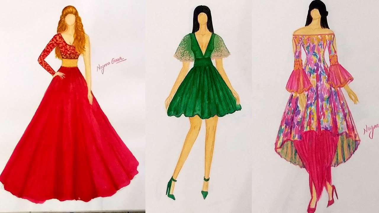 Fashion Illustrations compilation(speed painting)beautiful dresses