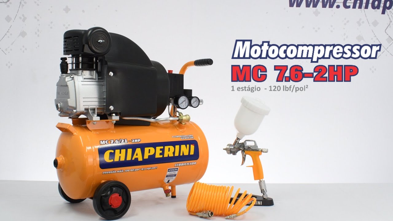 MOTOCOMPRESSOR DE AR 21 LITROS 2HP - CHIAPERINI MC 7.6/21