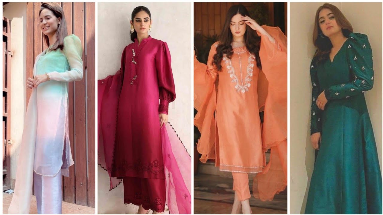 Sophisticated Silk kurta suits for ladies/Elegant Partywear with minimal embroidery & designing